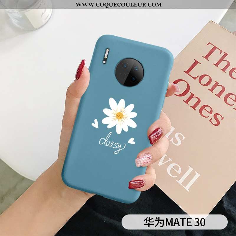 Étui Huawei Mate 30 Silicone Coque Bleu, Huawei Mate 30 Fluide Doux Téléphone Portable Bleu