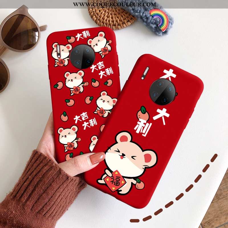 Étui Huawei Mate 30 Tendance Silicone Grand, Coque Huawei Mate 30 Légère Rouge