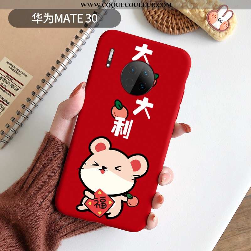 Étui Huawei Mate 30 Tendance Silicone Grand, Coque Huawei Mate 30 Légère Rouge