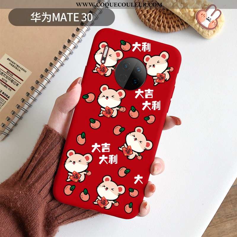 Étui Huawei Mate 30 Tendance Silicone Grand, Coque Huawei Mate 30 Légère Rouge