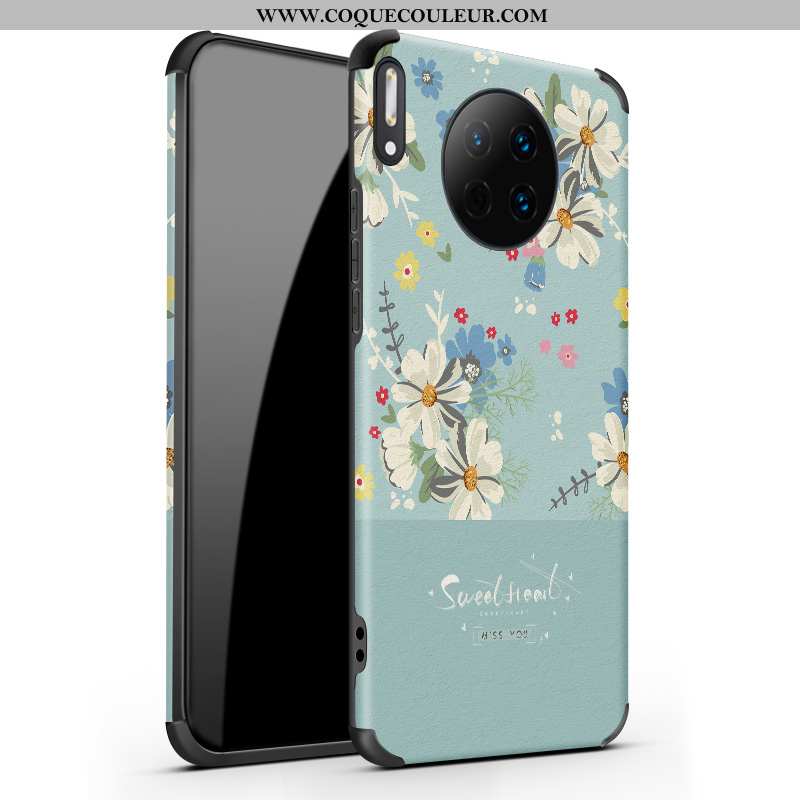 Housse Huawei Mate 30 Personnalité Soie Mulberry Silicone, Étui Huawei Mate 30 Créatif Tendance Bleu