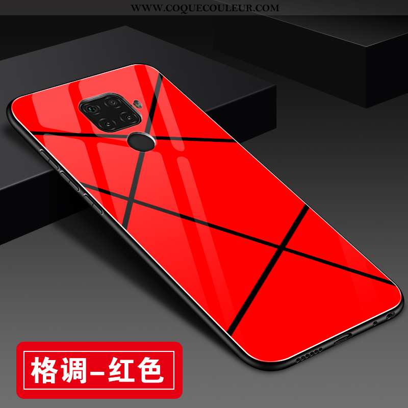 Housse Huawei Mate 30 Lite Protection Noir Net Rouge, Étui Huawei Mate 30 Lite Verre