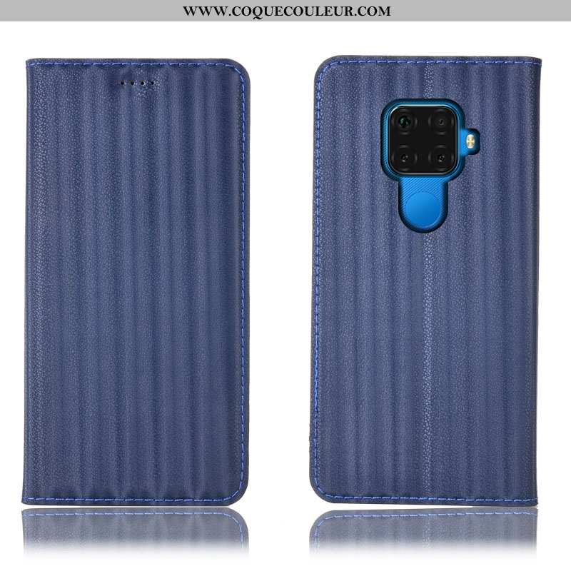 Coque Huawei Mate 30 Lite Modèle Fleurie Bleu Marin, Housse Huawei Mate 30 Lite Protection Étui Bleu