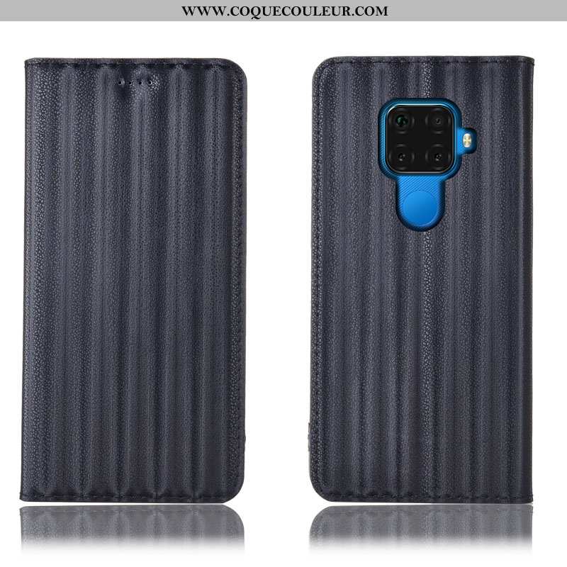 Coque Huawei Mate 30 Lite Modèle Fleurie Bleu Marin, Housse Huawei Mate 30 Lite Protection Étui Bleu