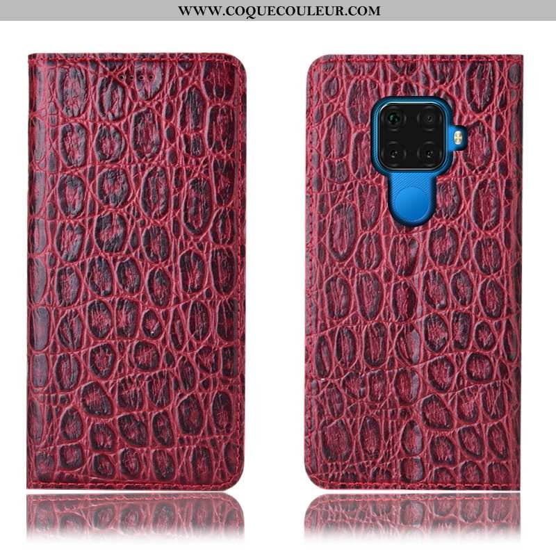 Coque Huawei Mate 30 Lite Cuir Véritable Protection Téléphone Portable, Housse Huawei Mate 30 Lite M