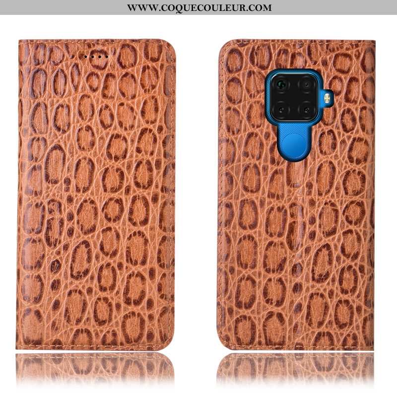 Coque Huawei Mate 30 Lite Cuir Véritable Protection Téléphone Portable, Housse Huawei Mate 30 Lite M