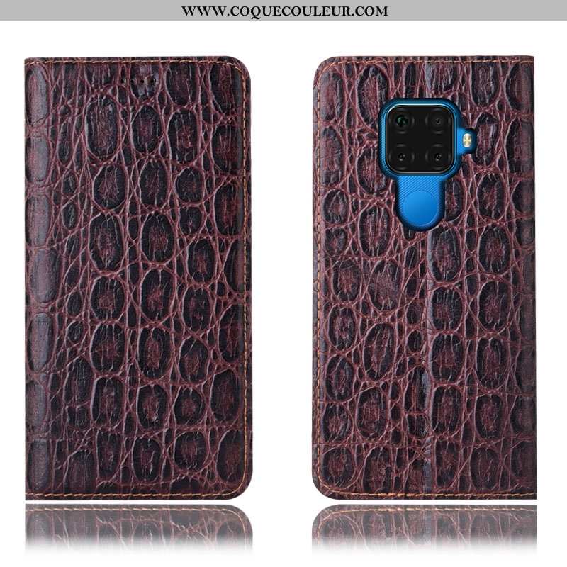 Coque Huawei Mate 30 Lite Cuir Véritable Protection Téléphone Portable, Housse Huawei Mate 30 Lite M