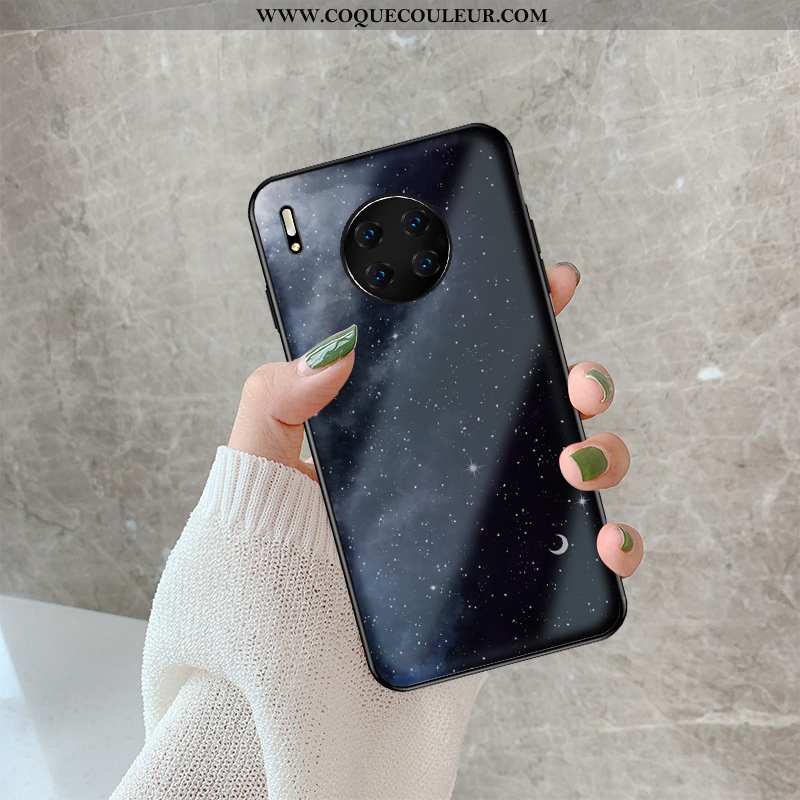 Coque Huawei Mate 30 Pro Verre Incassable Luxe, Housse Huawei Mate 30 Pro Personnalité Net Rouge Noi