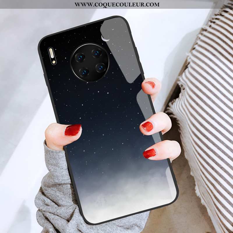 Coque Huawei Mate 30 Pro Verre Incassable Luxe, Housse Huawei Mate 30 Pro Personnalité Net Rouge Noi