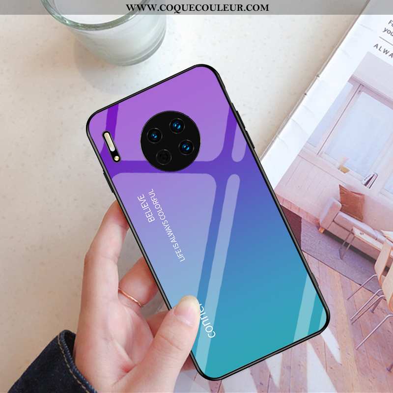 Coque Huawei Mate 30 Pro Verre Incassable Luxe, Housse Huawei Mate 30 Pro Personnalité Net Rouge Noi