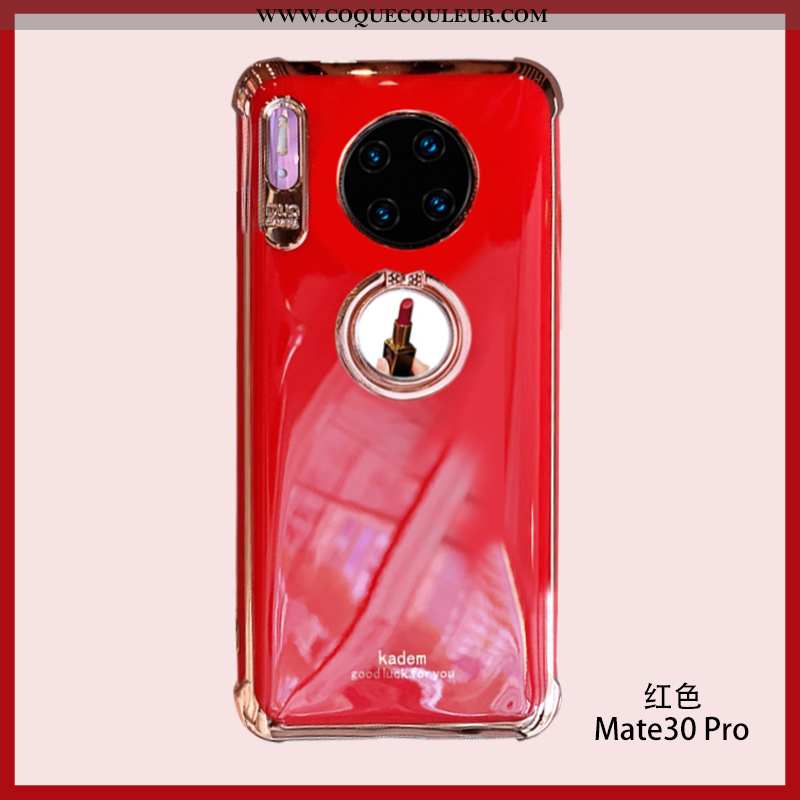 Coque Huawei Mate 30 Pro Silicone Cœur Incassable, Housse Huawei Mate 30 Pro Fluide Doux Vent Rose