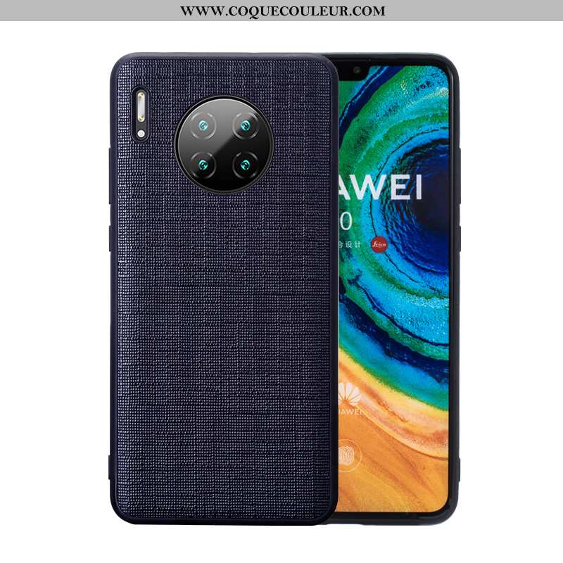 Housse Huawei Mate 30 Pro Tendance Cuir Bleu, Étui Huawei Mate 30 Pro Légère Ultra Bleu