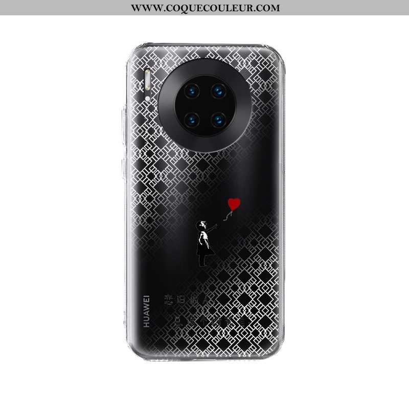 Coque Huawei Mate 30 Pro Transparent Étui Silicone, Housse Huawei Mate 30 Pro Créatif Nouveau Noir