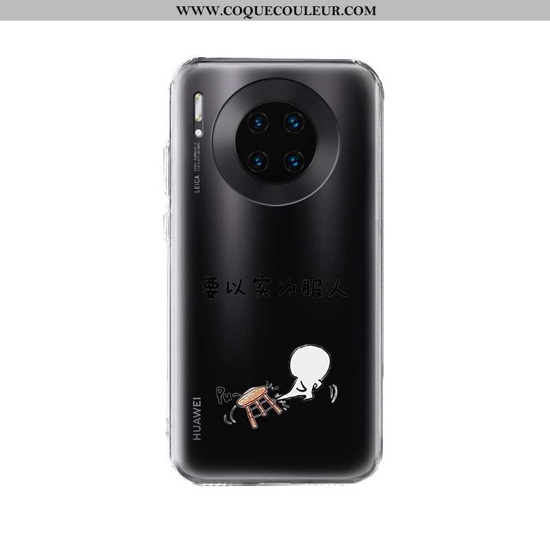 Coque Huawei Mate 30 Pro Transparent Étui Silicone, Housse Huawei Mate 30 Pro Créatif Nouveau Noir