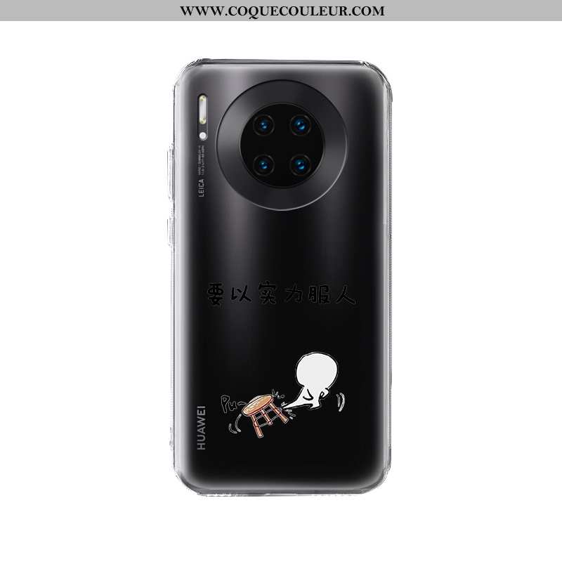 Coque Huawei Mate 30 Pro Transparent Étui Silicone, Housse Huawei Mate 30 Pro Créatif Nouveau Noir