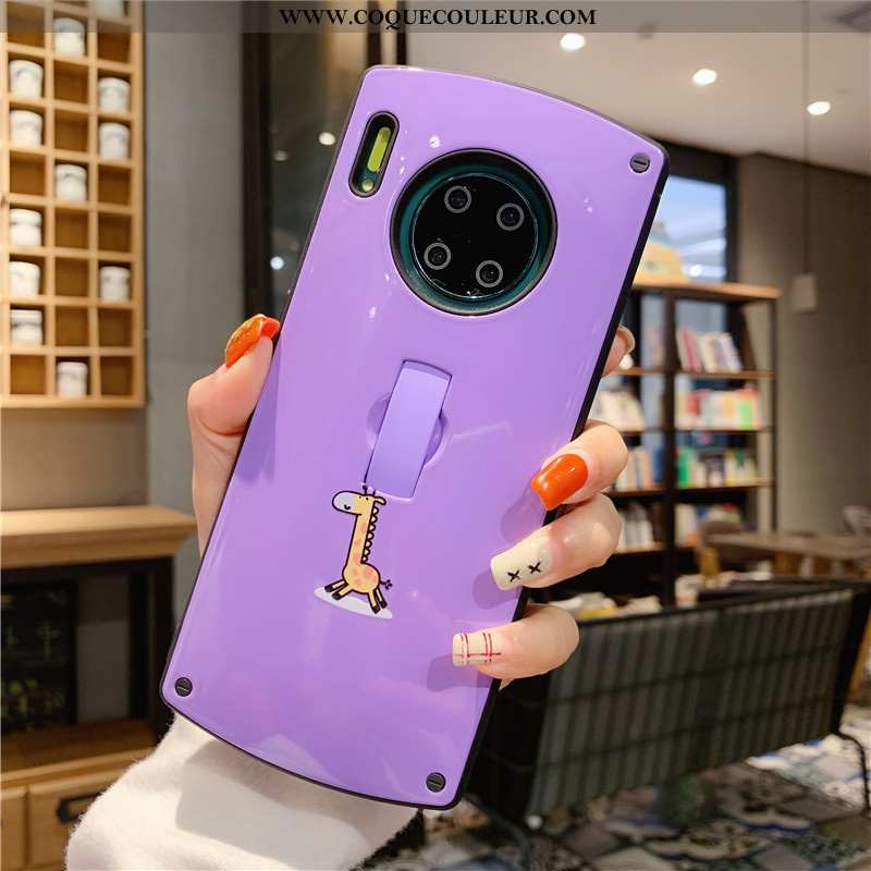 Housse Huawei Mate 30 Pro Téléphone Portable Coque Vent, Étui Huawei Mate 30 Pro Blanc Rond Violet