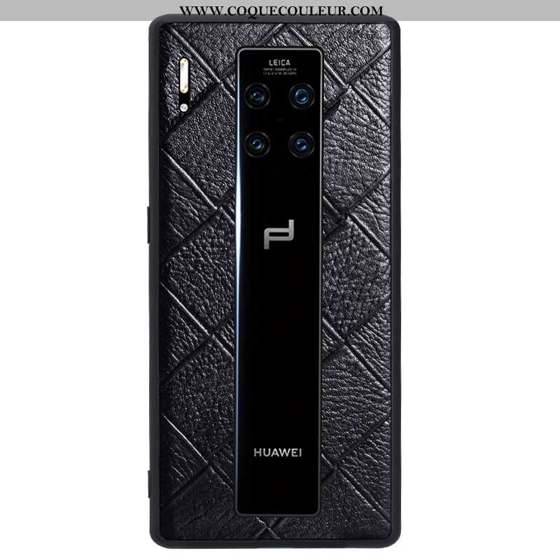 Housse Huawei Mate 30 Rs Cuir Tout Compris Étui, Étui Huawei Mate 30 Rs Fluide Doux Luxe Noir