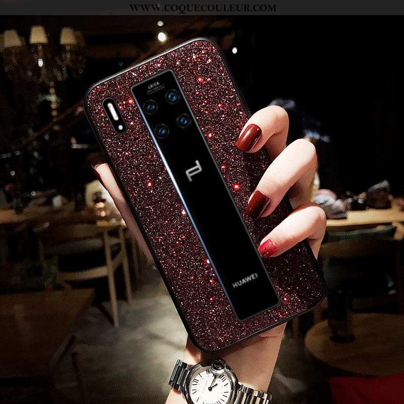 Étui Huawei Mate 30 Rs Légère Noir Téléphone Portable, Coque Huawei Mate 30 Rs Protection Net Rouge