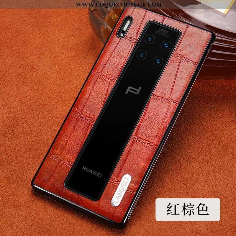 Coque Huawei Mate 30 Rs Cuir Luxe Véritable, Housse Huawei Mate 30 Rs Protection Tout Compris Rouge