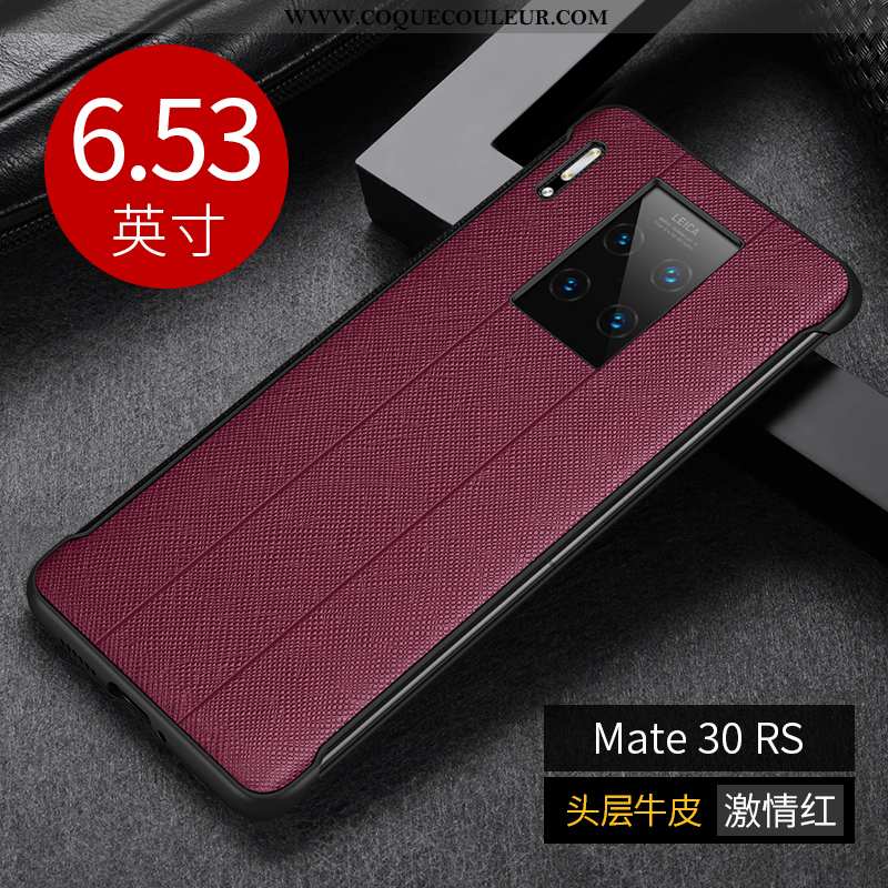 Housse Huawei Mate 30 Rs Protection Vin Rouge Cuir Véritable, Étui Huawei Mate 30 Rs Créatif Coque B