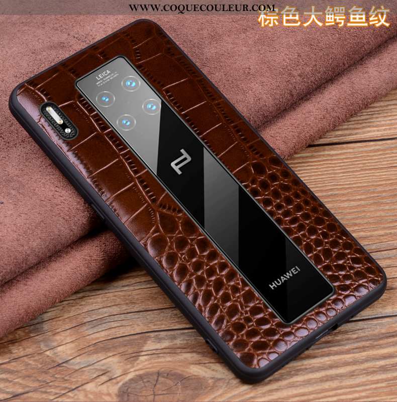 Étui Huawei Mate 30 Rs Protection Coque Cuir, Huawei Mate 30 Rs Cuir Véritable Verte