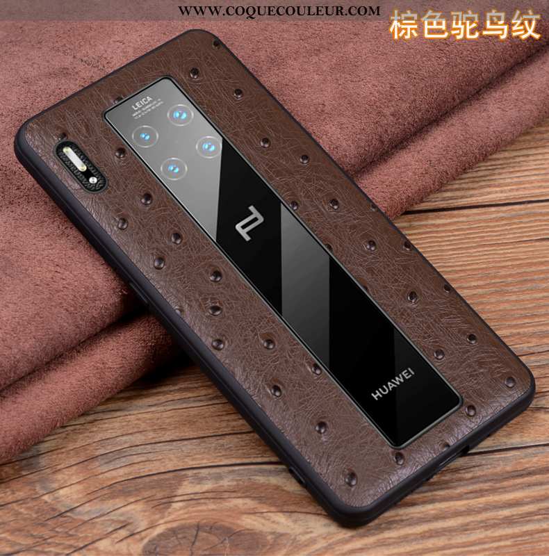 Étui Huawei Mate 30 Rs Protection Coque Cuir, Huawei Mate 30 Rs Cuir Véritable Verte