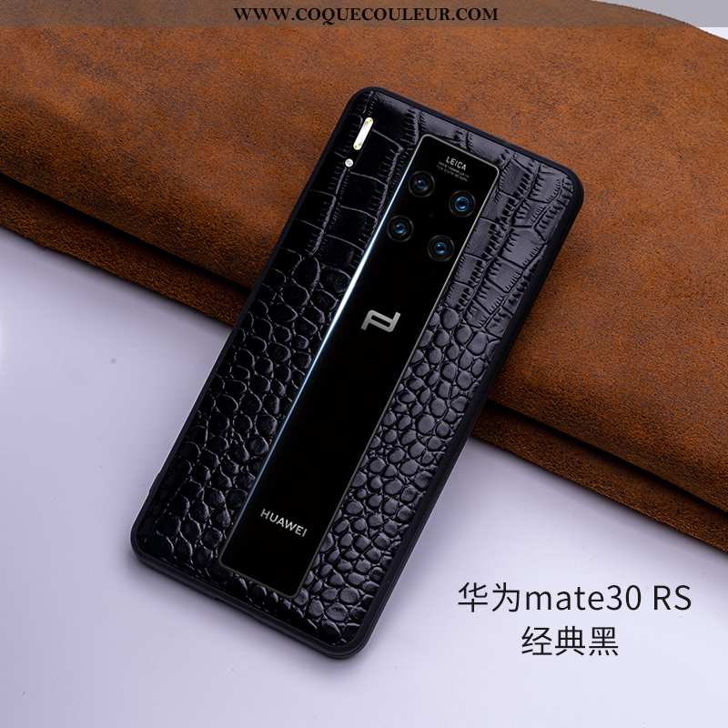 Étui Huawei Mate 30 Rs Cuir Véritable Simple Vin Rouge, Coque Huawei Mate 30 Rs Ultra Protection Bor