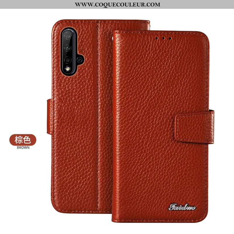 Coque Huawei Nova 5t Protection Nouveau Coque, Housse Huawei Nova 5t Cuir Véritable Étui Rouge