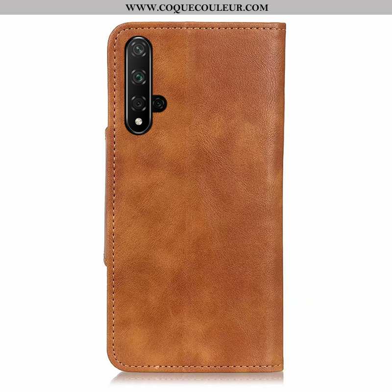 Coque Huawei Nova 5t Personnalité Incassable Membrane, Housse Huawei Nova 5t Cuir Carte Marron