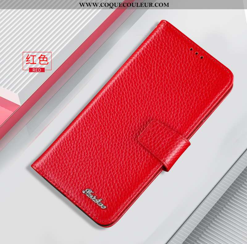 Coque Huawei Nova 5t Cuir Véritable Housse Incassable, Huawei Nova 5t Cuir Rouge