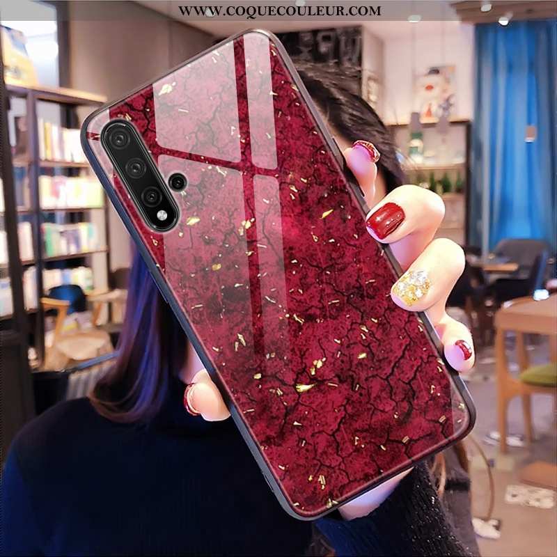 Coque Huawei Nova 5t Tendance Personnalité Verre, Housse Huawei Nova 5t Modèle Fleurie 2020 Verte