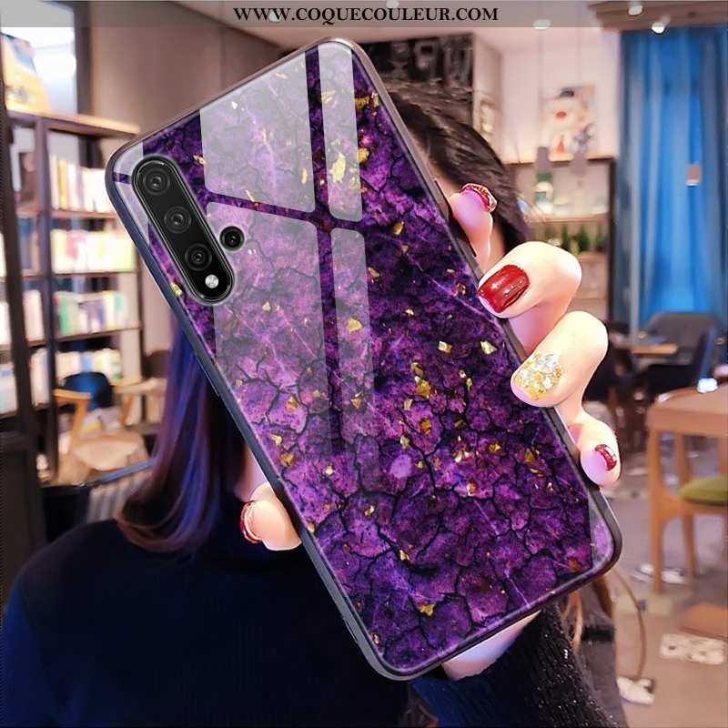 Coque Huawei Nova 5t Tendance Personnalité Verre, Housse Huawei Nova 5t Modèle Fleurie 2020 Verte