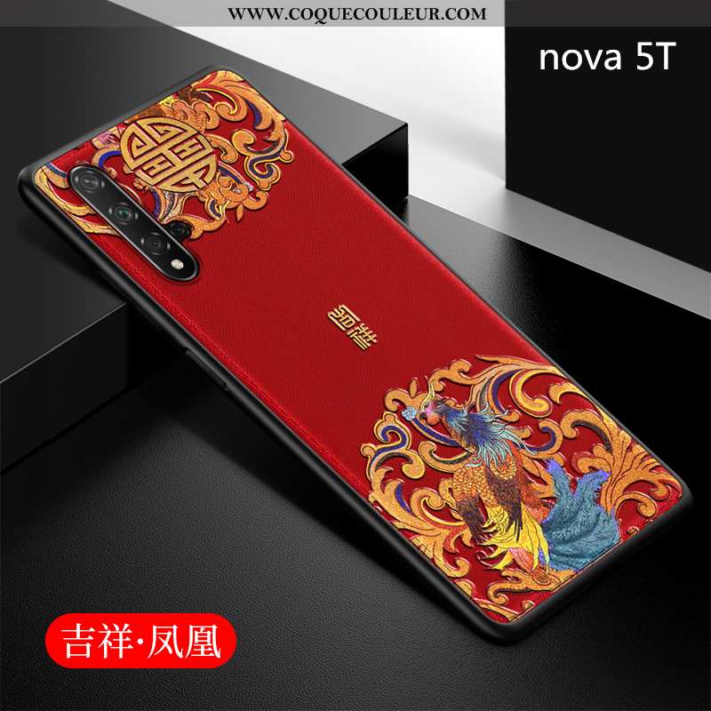 Étui Huawei Nova 5t Fluide Doux Légère Protection, Coque Huawei Nova 5t Silicone Rouge