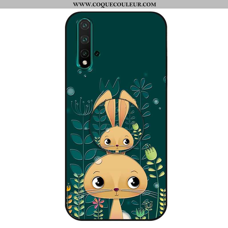 Housse Huawei Nova 5t Dessin Animé Nouveau Lapin, Étui Huawei Nova 5t Charmant Incassable Verte