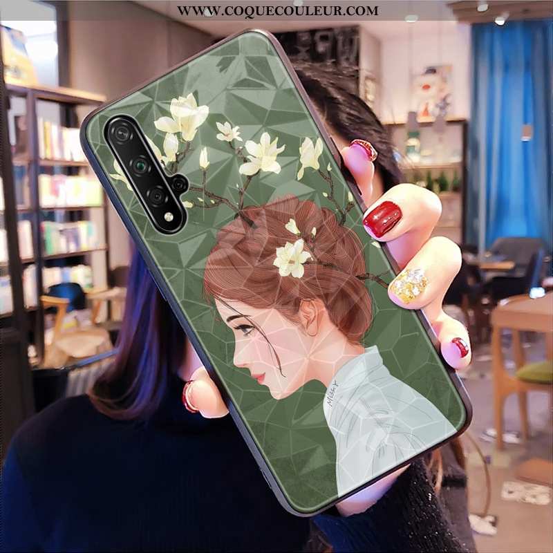 Housse Huawei Nova 5t Fluide Doux Vert Petit, Étui Huawei Nova 5t Modèle Fleurie Téléphone Portable 