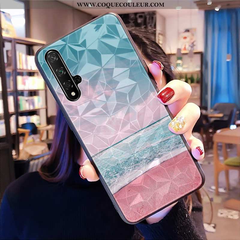 Étui Huawei Nova 5t Modèle Fleurie Petit Losange, Coque Huawei Nova 5t Téléphone Portable Frais Vert