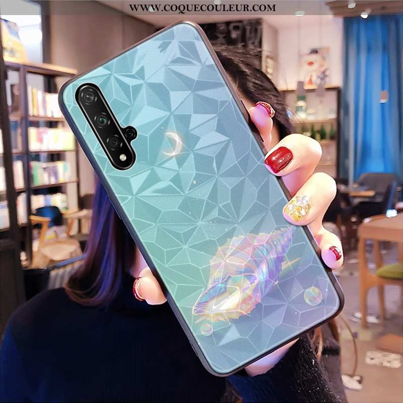 Étui Huawei Nova 5t Modèle Fleurie Petit Losange, Coque Huawei Nova 5t Téléphone Portable Frais Vert