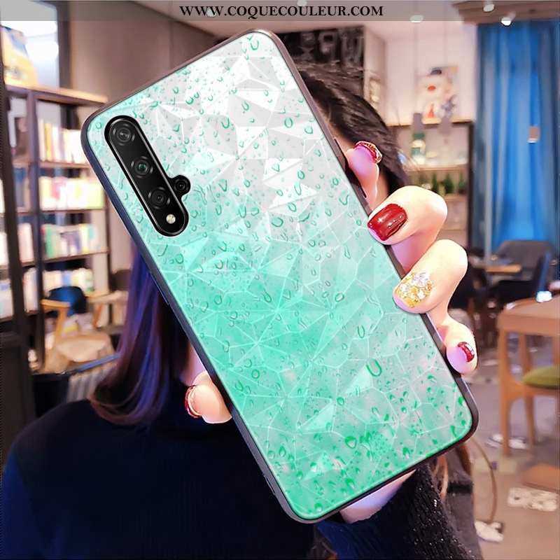 Étui Huawei Nova 5t Modèle Fleurie Petit Losange, Coque Huawei Nova 5t Téléphone Portable Frais Vert