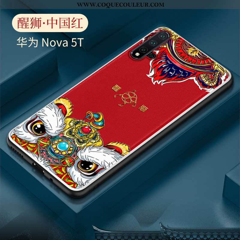 Coque Huawei Nova 5t Modèle Fleurie Cuir Style Chinois, Housse Huawei Nova 5t Fluide Doux Téléphone 