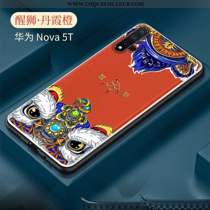 Coque Huawei Nova 5t Modèle Fleurie Cuir Style Chinois, Housse Huawei Nova 5t Fluide Doux Téléphone 