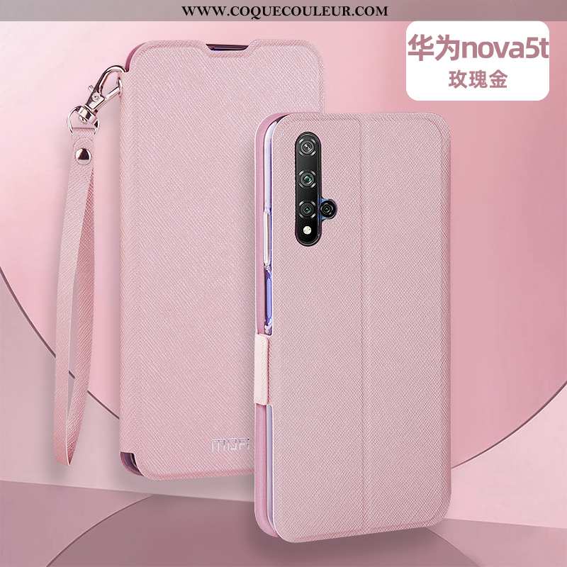 Étui Huawei Nova 5t Protection Clamshell Coque, Coque Huawei Nova 5t Cuir Incassable Noir