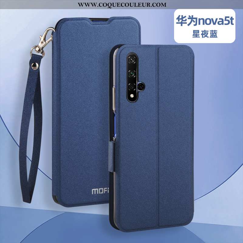 Étui Huawei Nova 5t Protection Clamshell Coque, Coque Huawei Nova 5t Cuir Incassable Noir