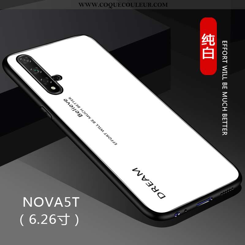 Étui Huawei Nova 5t Protection Couleur Unie Net Rouge, Coque Huawei Nova 5t Verre Noir