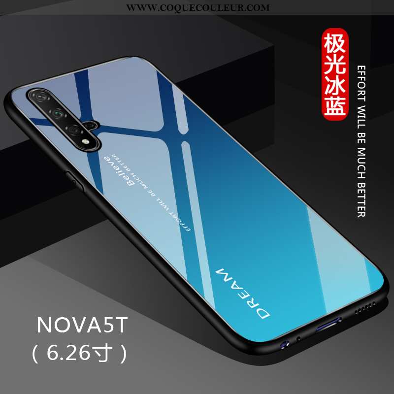 Étui Huawei Nova 5t Protection Couleur Unie Net Rouge, Coque Huawei Nova 5t Verre Noir