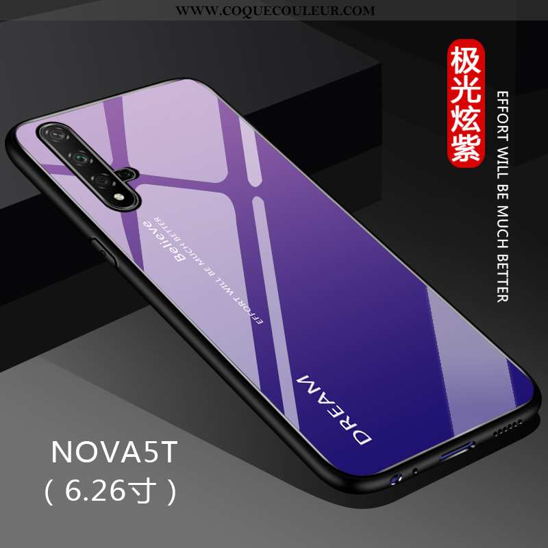 Étui Huawei Nova 5t Protection Couleur Unie Net Rouge, Coque Huawei Nova 5t Verre Noir