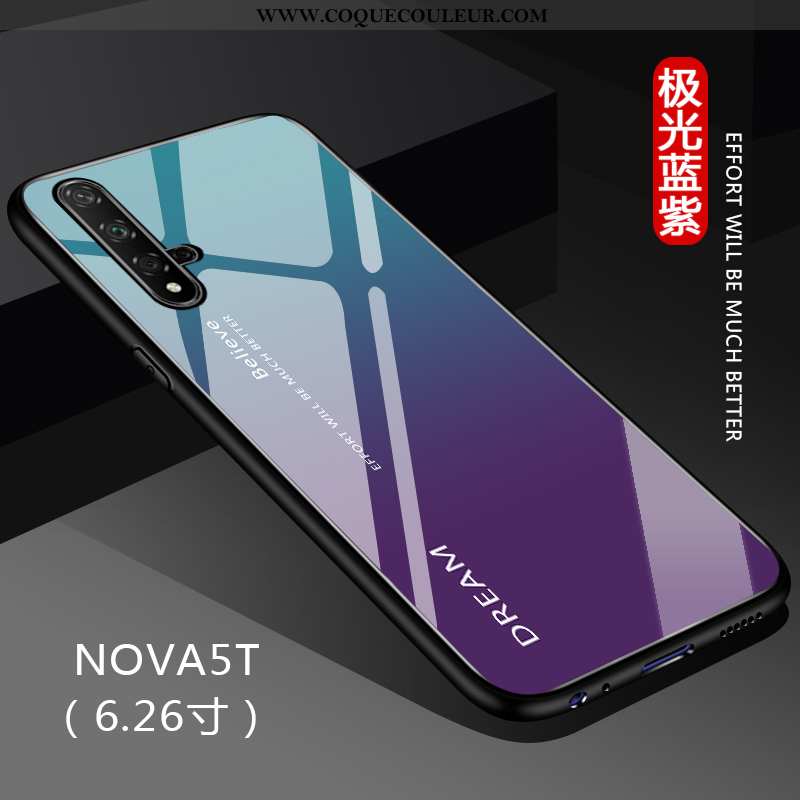 Étui Huawei Nova 5t Protection Couleur Unie Net Rouge, Coque Huawei Nova 5t Verre Noir