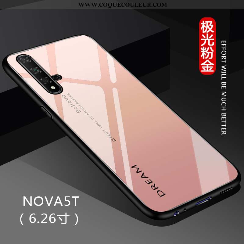 Étui Huawei Nova 5t Protection Couleur Unie Net Rouge, Coque Huawei Nova 5t Verre Noir