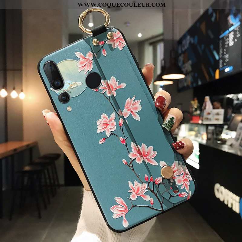 Coque Huawei P Smart+ 2020 Protection Étui Fleur, Housse Huawei P Smart+ 2020 Tout Compris Bleu