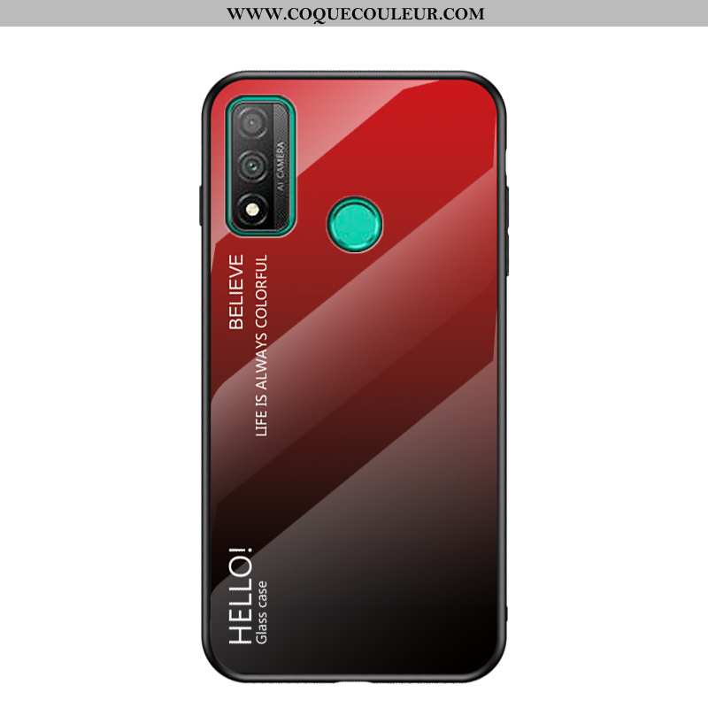 Coque Huawei P Smart 2020 Protection Rouge Fluide Doux, Housse Huawei P Smart 2020 Verre Silicone