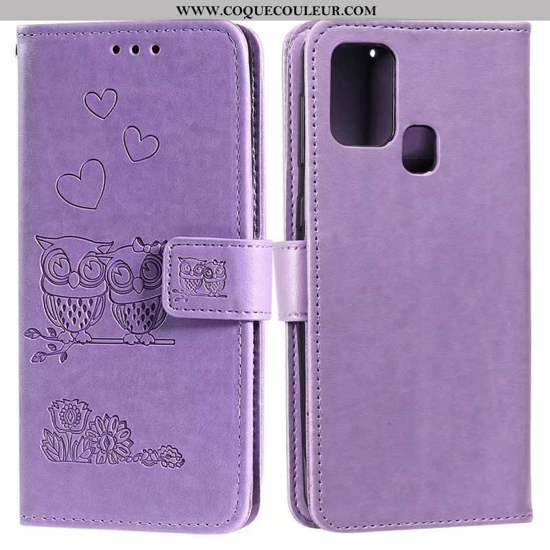 Étui Huawei P Smart 2020 Cuir Violet, Coque Huawei P Smart 2020 Carte Clamshell Violet